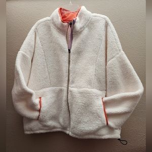 NWT Zelos Plus Size Sherpa Full Zip Jacket Women's 2X White with Orange …